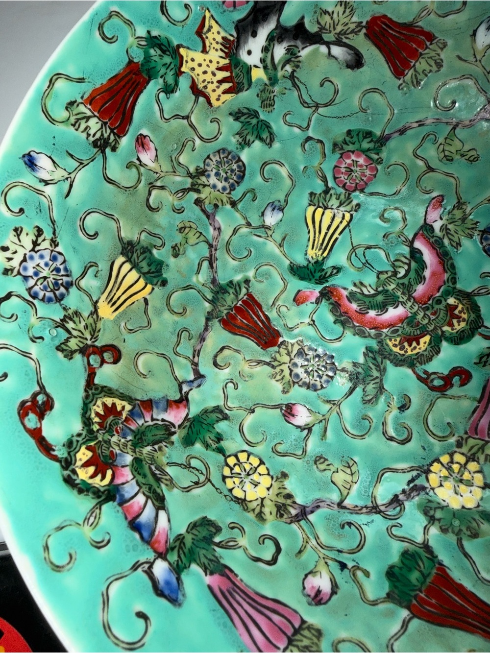 Chinese Famille Rose Turquoise Butterfly Bowl - Picture 7 of 10